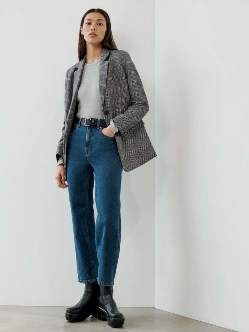 Everlane Oversized Wool Blazer, Glen Plaid Size 00